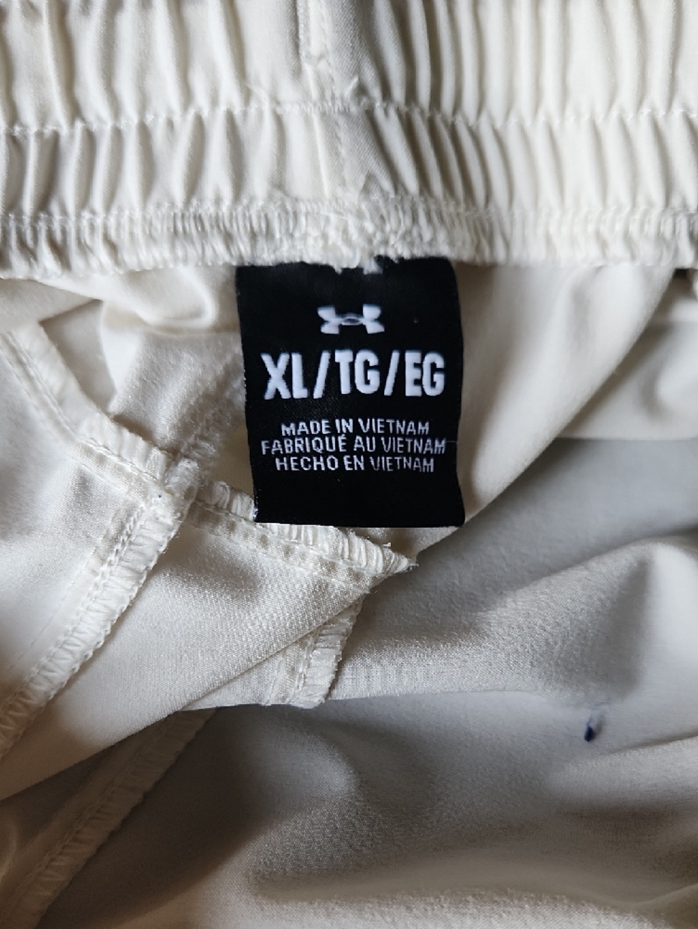 Under Armour Cream Athletic Shorts with Black Logos - Picture 2 of 10